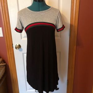 Moa Moa T-shirt dress gray navy green orange small